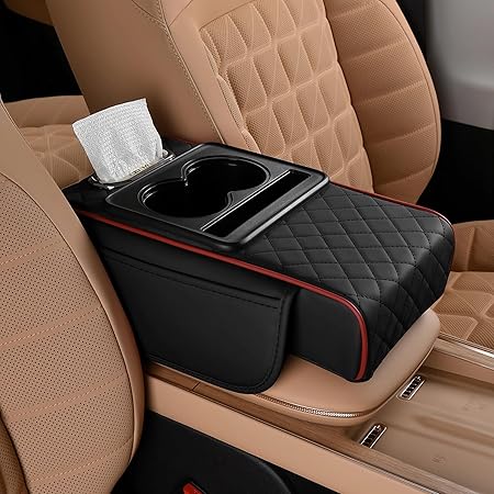 Car Center Console Cover, Leather Armrest Cover for Car
