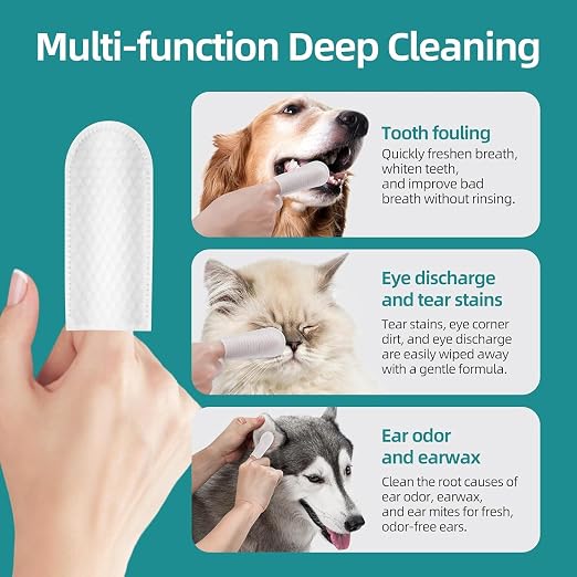 Teeth Cleaning Finger Wipes for Pets pack of 1 (50 wipes)