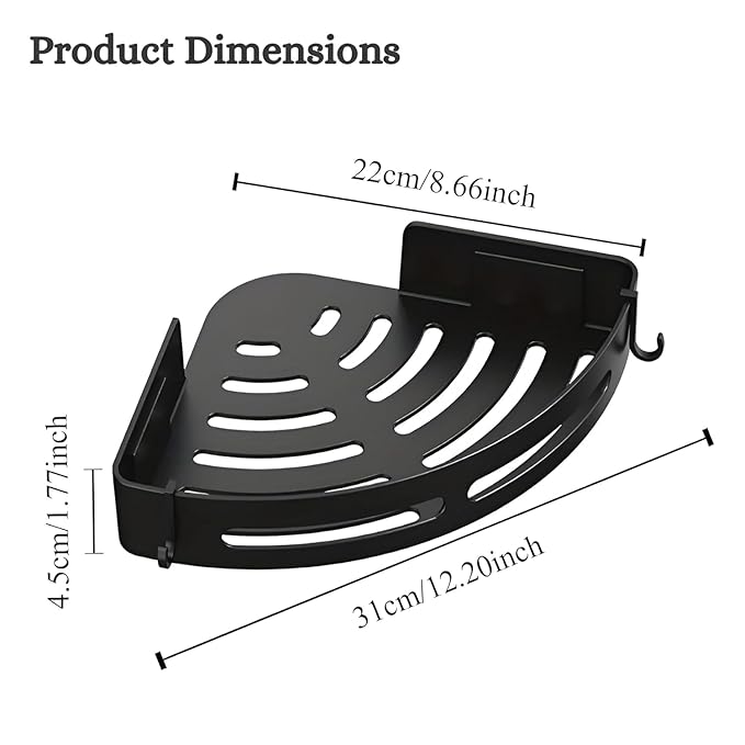 Self Adhesive Aluminium Bathroom Corner Shelf for Wall pack of 2