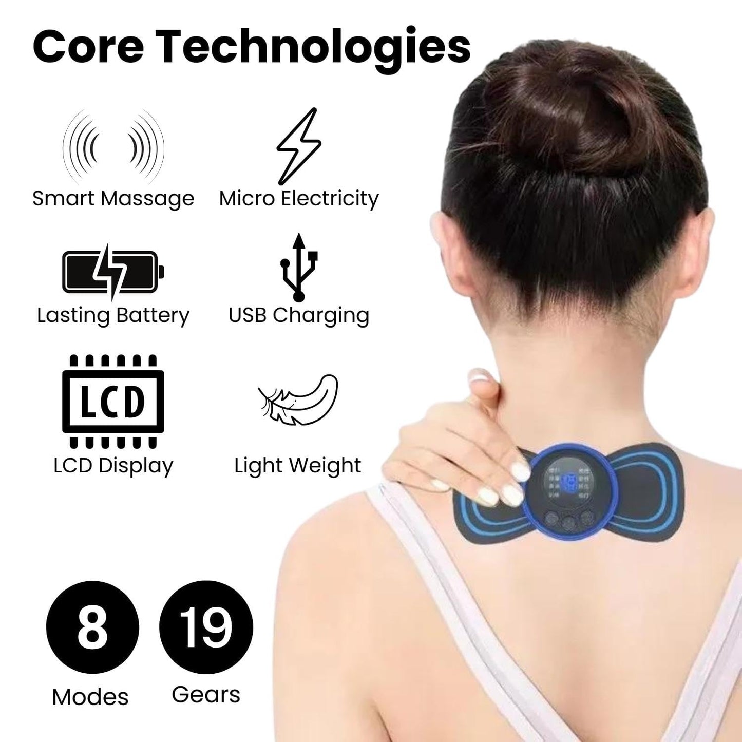 Rechargeable Butterfly Massager for Pain Relief