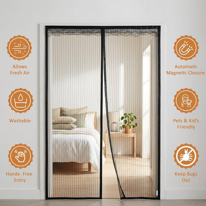 Mesh Screen Net Home Magnetic Foldable Anti Mosquito Door Curtains 100*210CM
