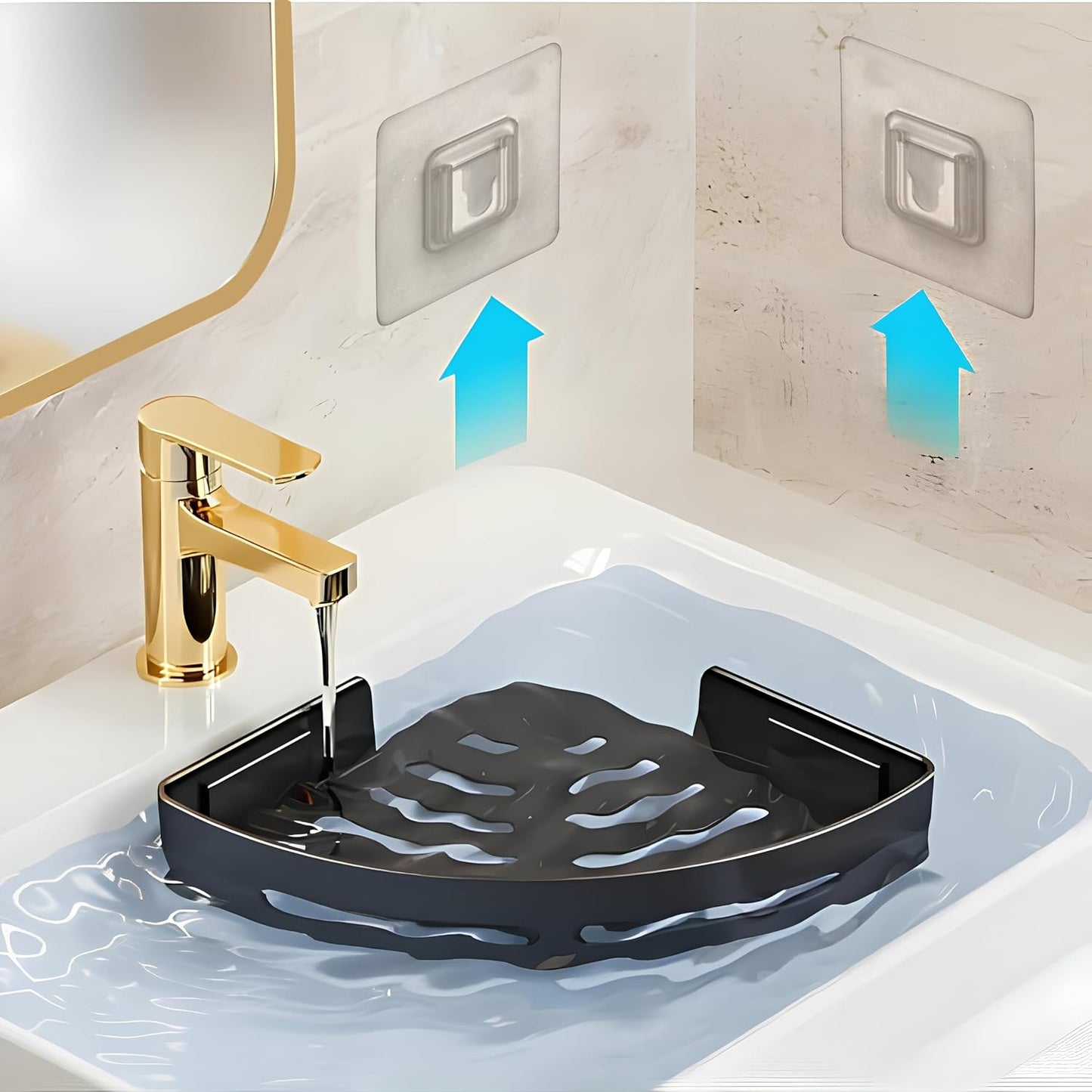 Self Adhesive Aluminium Bathroom Corner Shelf for Wall pack of 2