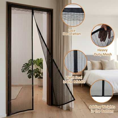 Mesh Screen Net Home Magnetic Foldable Anti Mosquito Door Curtains 100*210CM