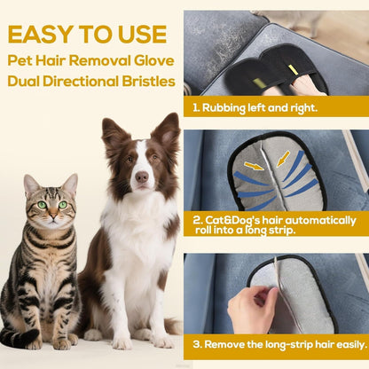 Pet Hair Removal Glove fot for Couch, Clothes, Car, Carpet, Bed, Furniture - Pack of 2