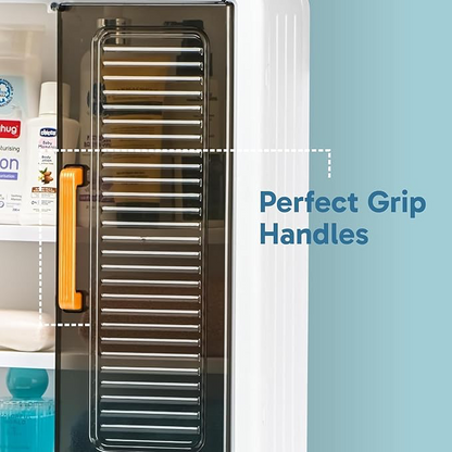 Wall Mounted Bathroom Cabinet Organizer with Doors, Organiser Without Drill, Hooks & Shelves