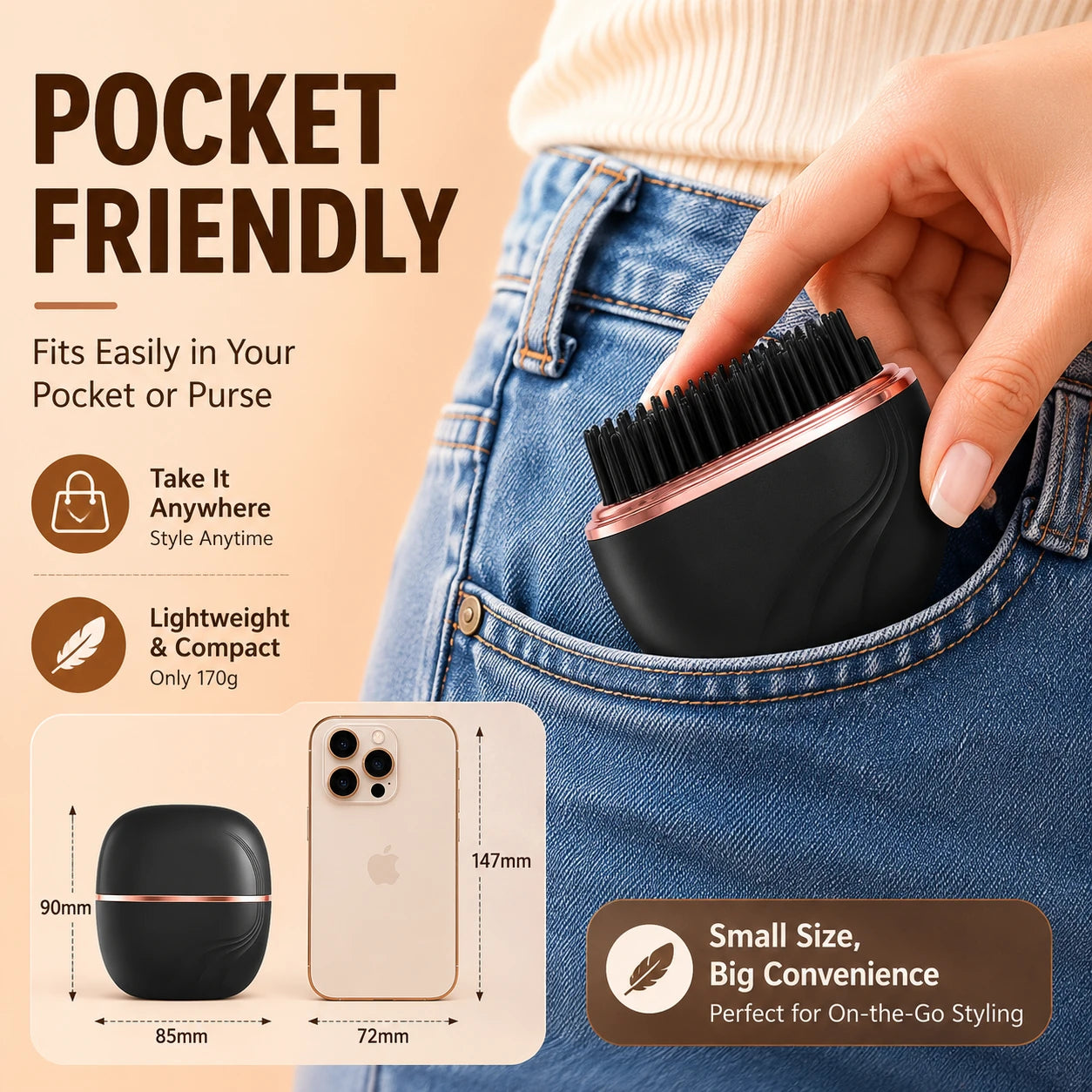 Mini Cordless Hair Straightener Comb