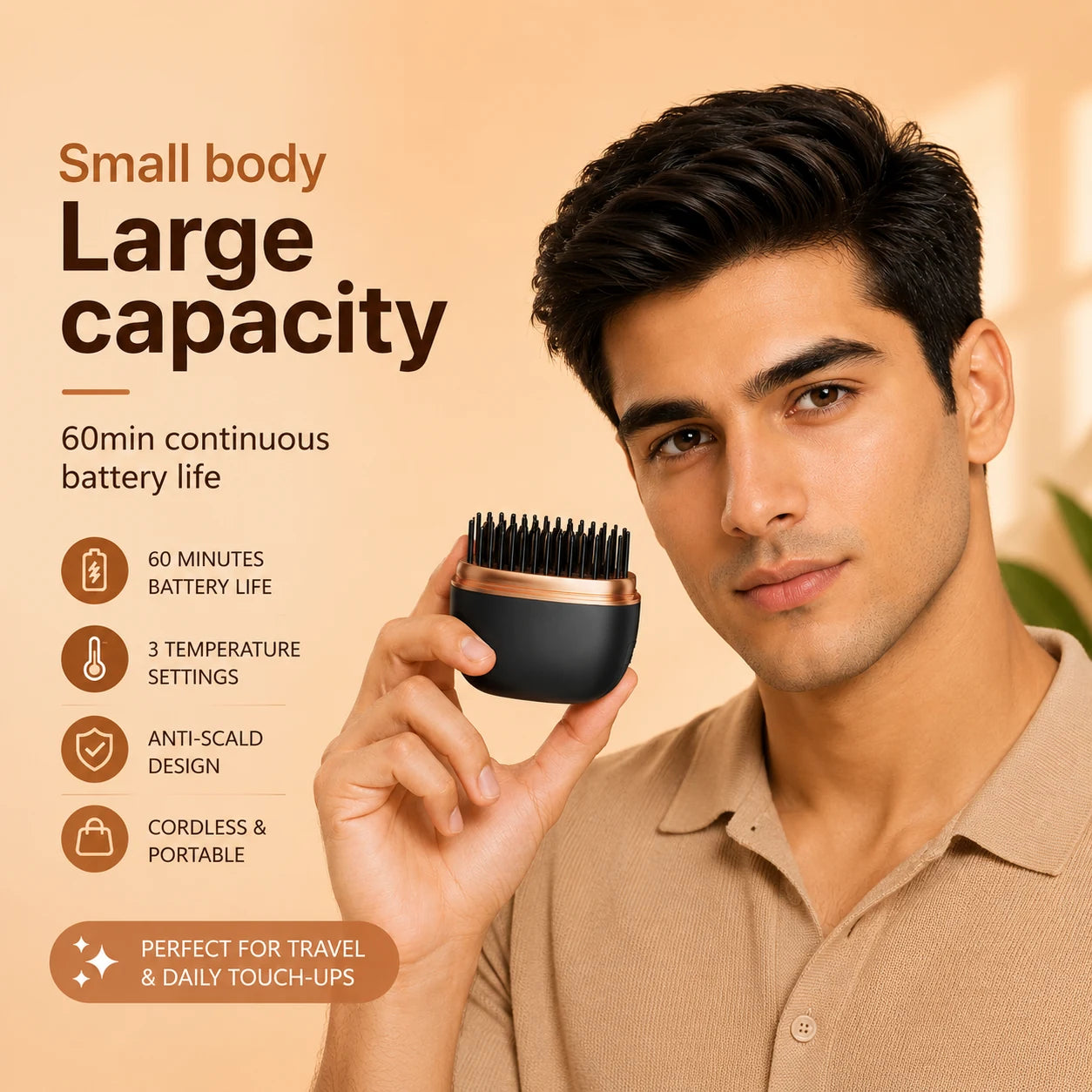 Mini Cordless Hair Straightener Comb