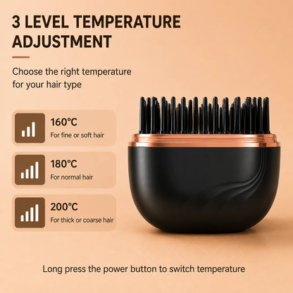 Mini Cordless Hair Straightener Comb