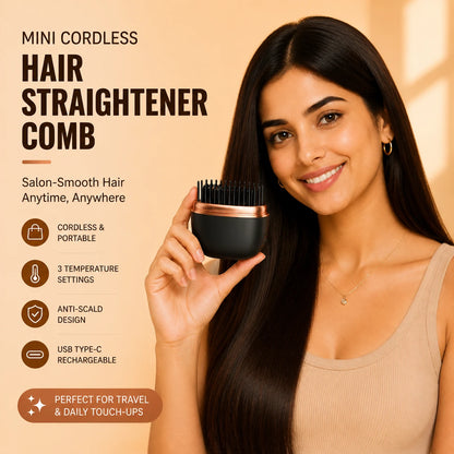 Mini Cordless Hair Straightener Comb