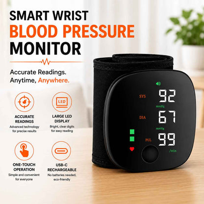USB-C Rechargeable Wrist Blood Pressure Monitor