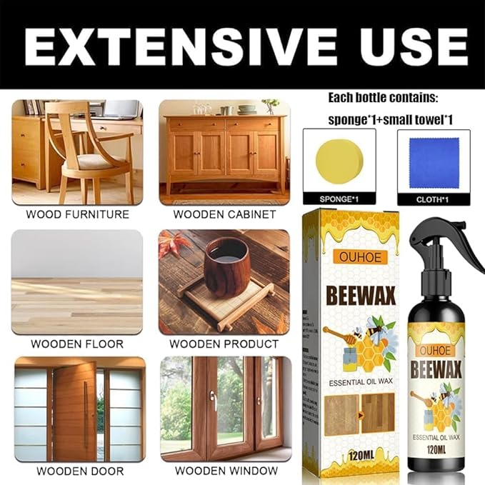 Beewax Spray Furniture Polish, Wood Cleaner, Wood Floor Polish - Buy 1 Get 1 Free