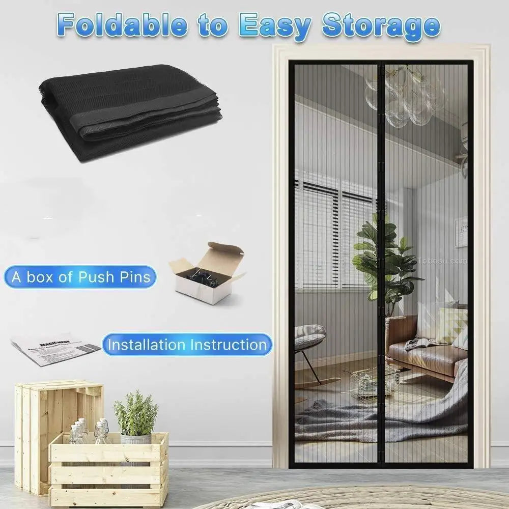 Mesh Screen Net Home Magnetic Foldable Anti Mosquito Door Curtains 100*210CM