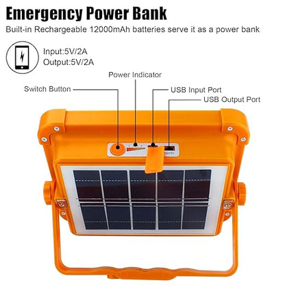 Solar Rechargeable LED Flood Light with Power Bank Function