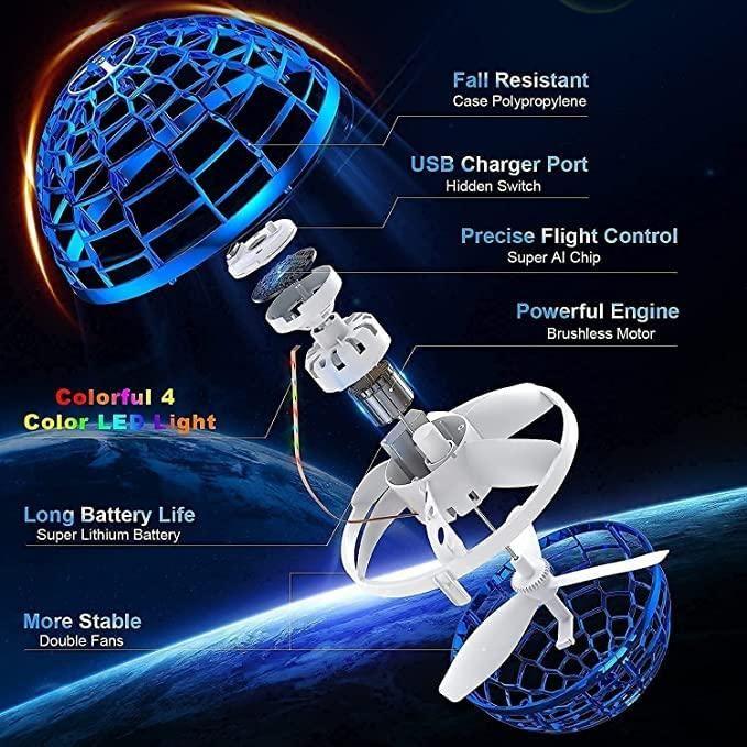 USB Rechargeable Boomerang Flying Spinner with RGB Lights